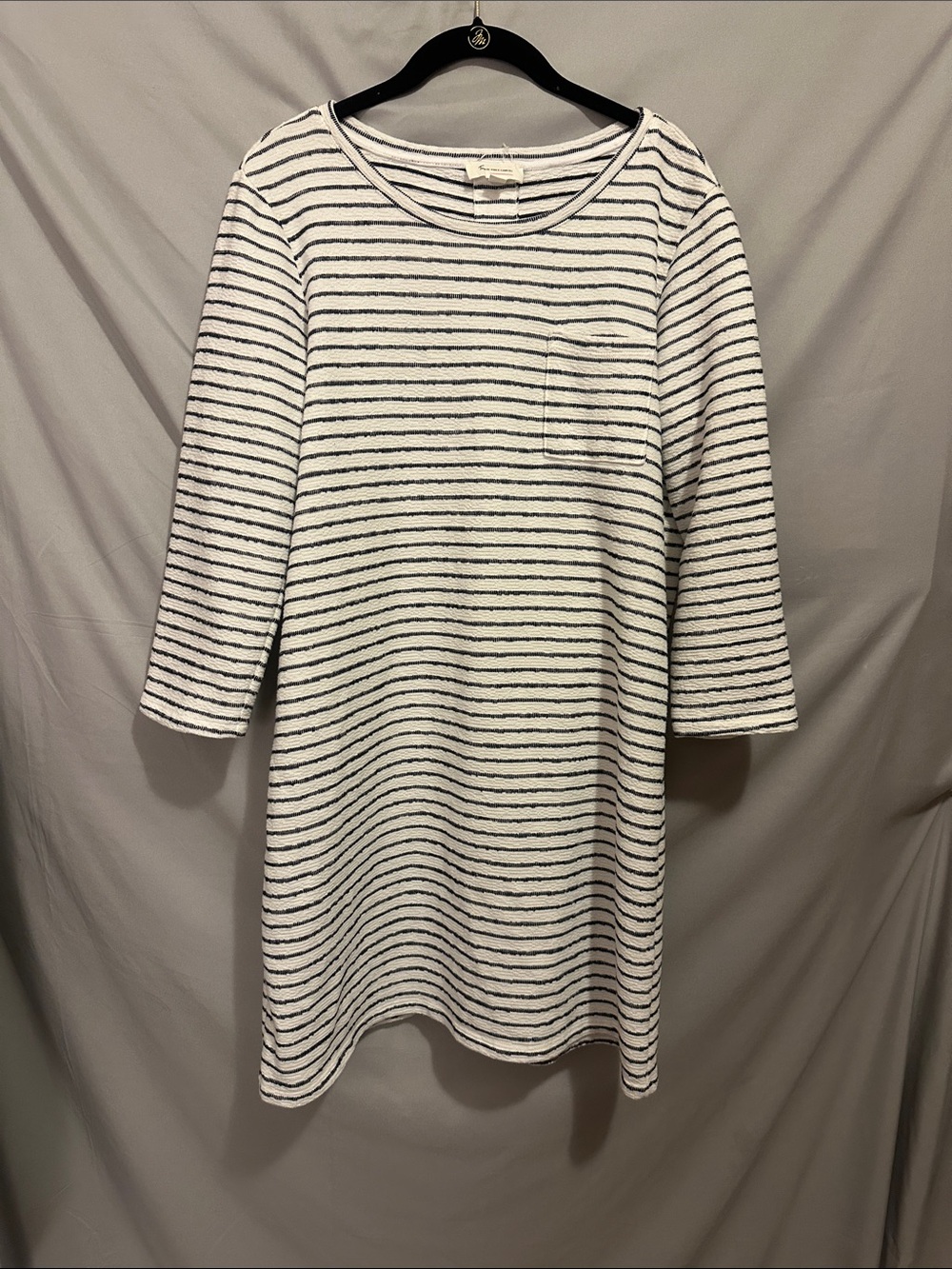 Two by Vince Camuto White Dress with Black Stripes - Long Sleeve